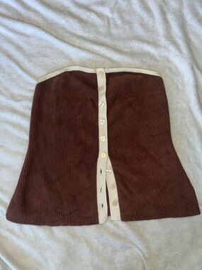 Abercrombie & Fitch Women's Ottoman Button-Through Tube Top Brown L